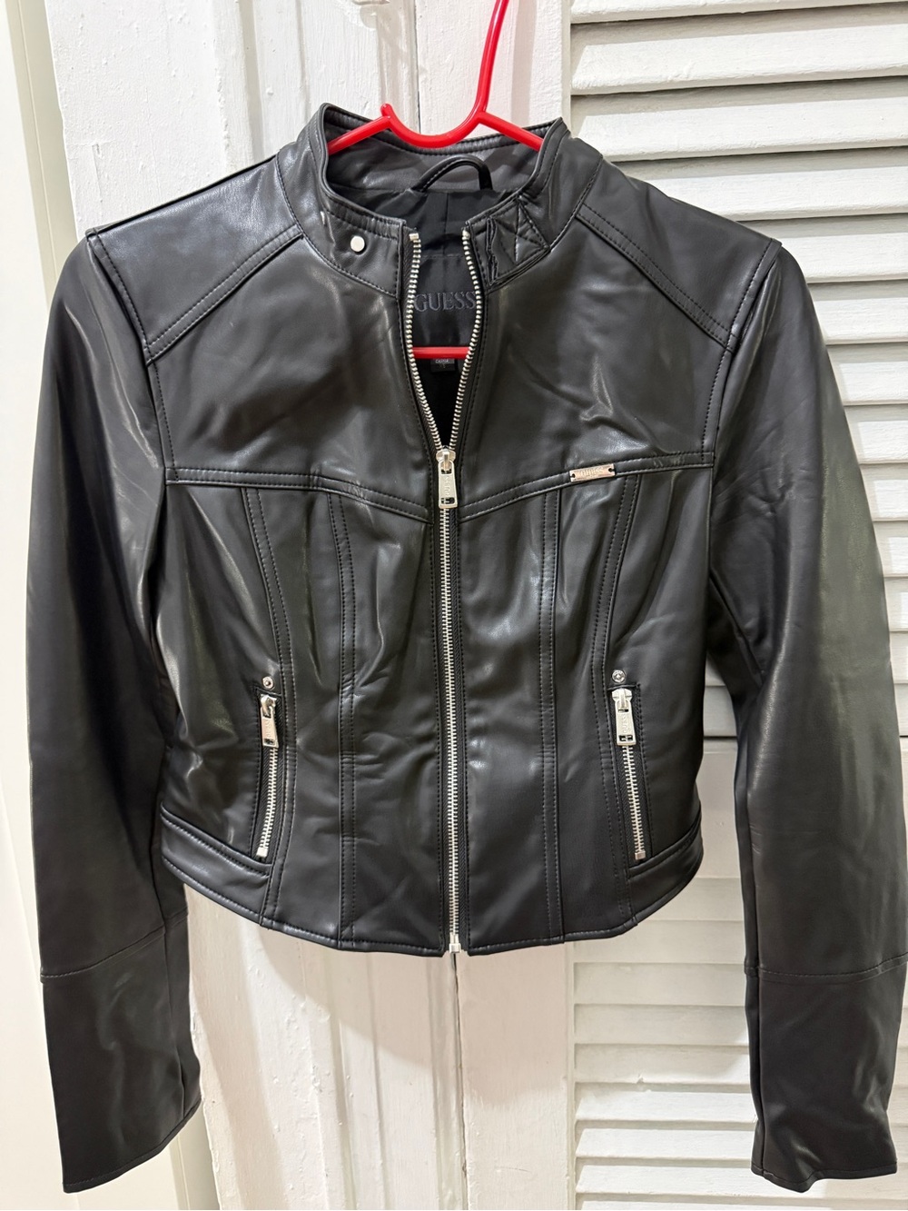 GUESS angled leather jacket